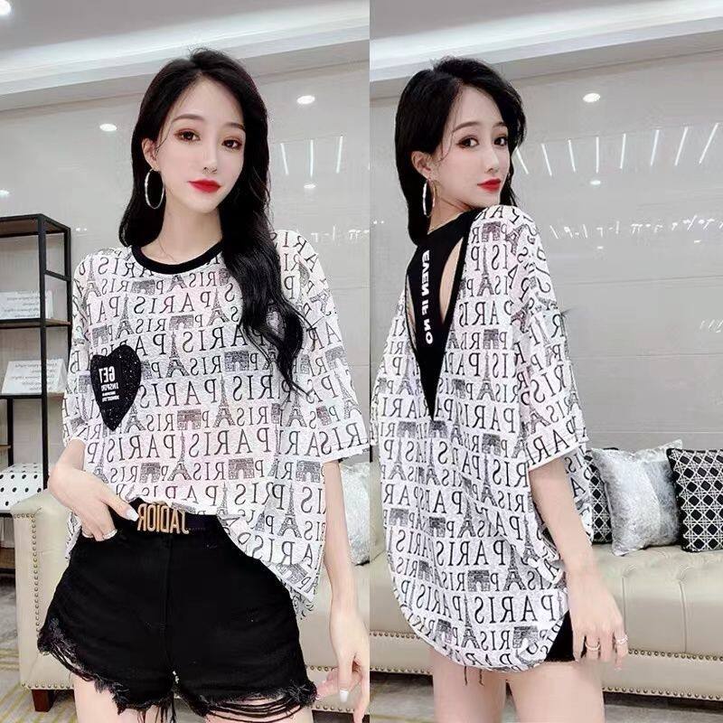 Áo Thun Lụa Lạnh Mỏng Tay Ngắn Dáng Rộng Thời Trang Mùa Hè Cho Nữ