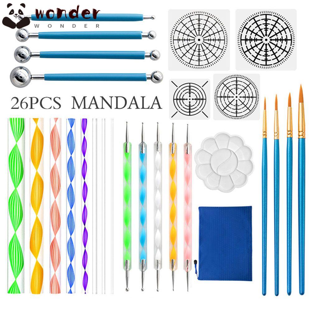 Bộ 26 Miếng Đất Sét Tự Làm Họa Tiết Mandala|Bút Vẽ Nghệ Thuật Chất Lượng Cao