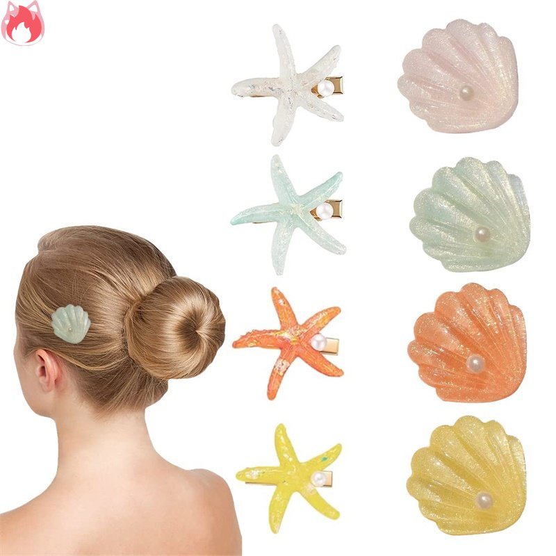 Kẹp Tóc Kim Loại Hình Sao Biển / Vỏ Sò Dễ Thương Thời Trang Đi Biển Cho Bé Gái Phụ Kiện HGF Ryvyvyving
