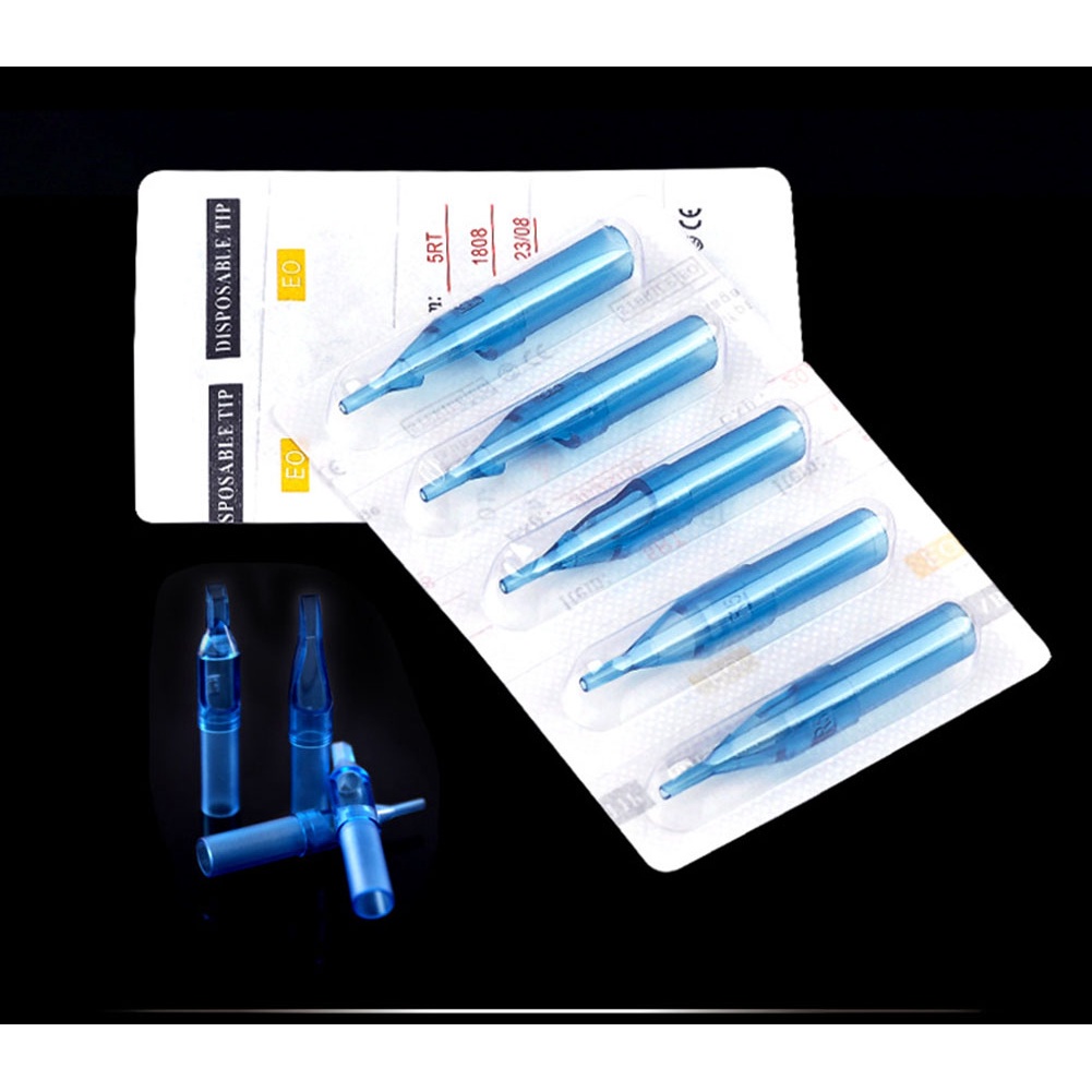 Set 50 Đầu Phun Xăm Nhựa Trong Suốt Hình Chim Màu Xanh Dương Dùng Một Lần