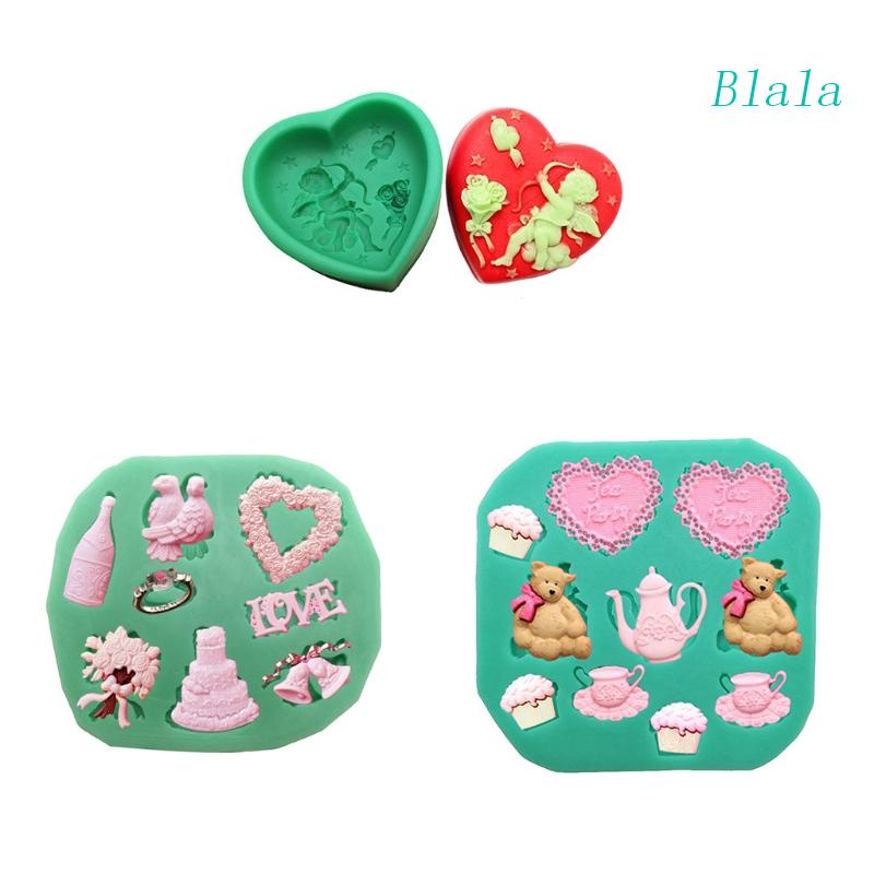 Khuôn Silicone Làm Bánh Tạo Hình Trái Tim 3D DIY