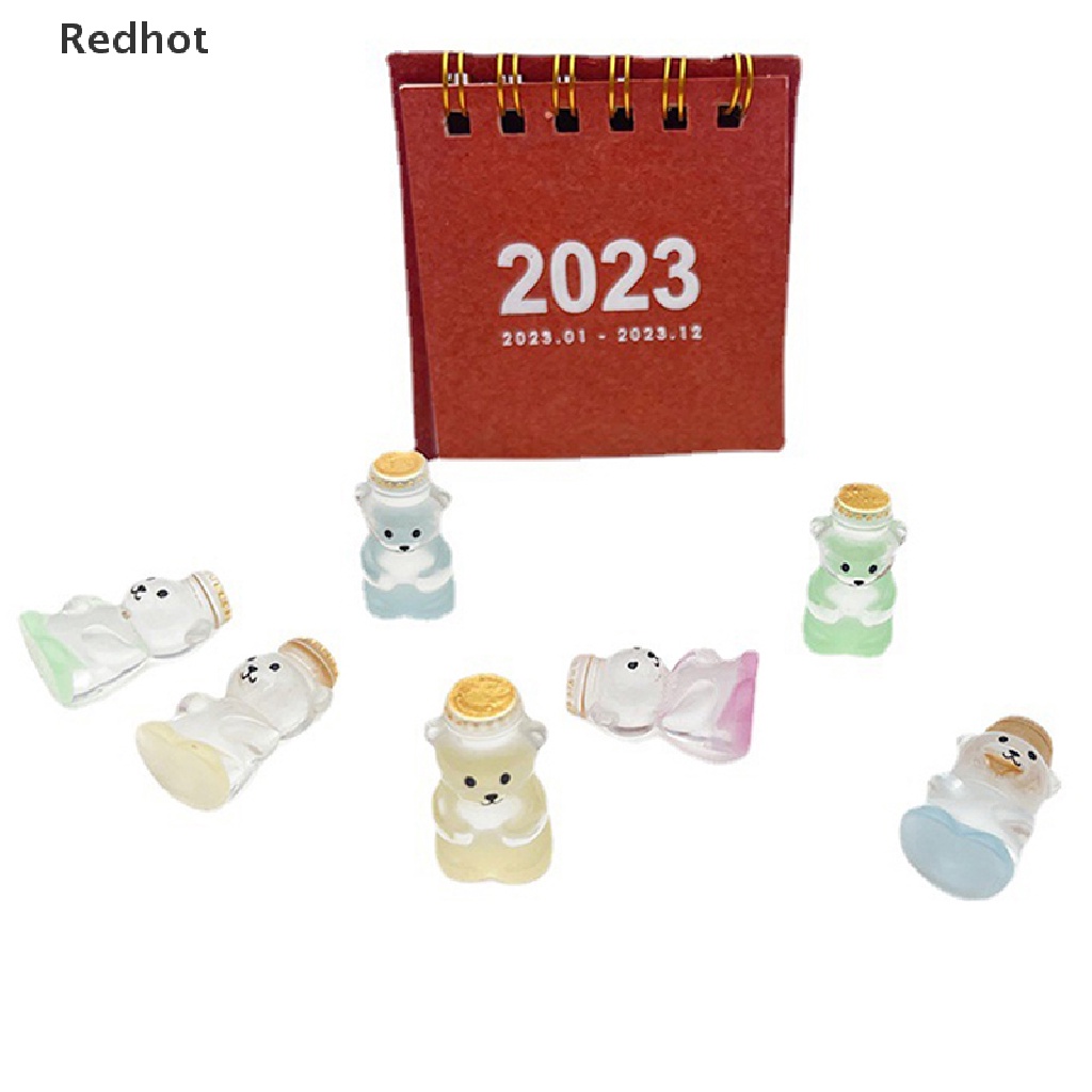 &lt; Redhot &gt; Bộ 5 Gấu Dạ Quang Trong Suốt Bằng Nhựa Resin Trang Trí Nhà Cửa / Xe Hơi Dễ Thương