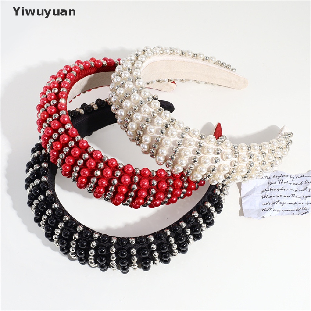 < Yiwuyuan > Băng Đô Cài Tóc Bằng Xốp Dày Dát Ngọc Trai Thủ Công Cao Cấp Dành Cho Nữ Dự Tiệc Hàng Có Sẵn