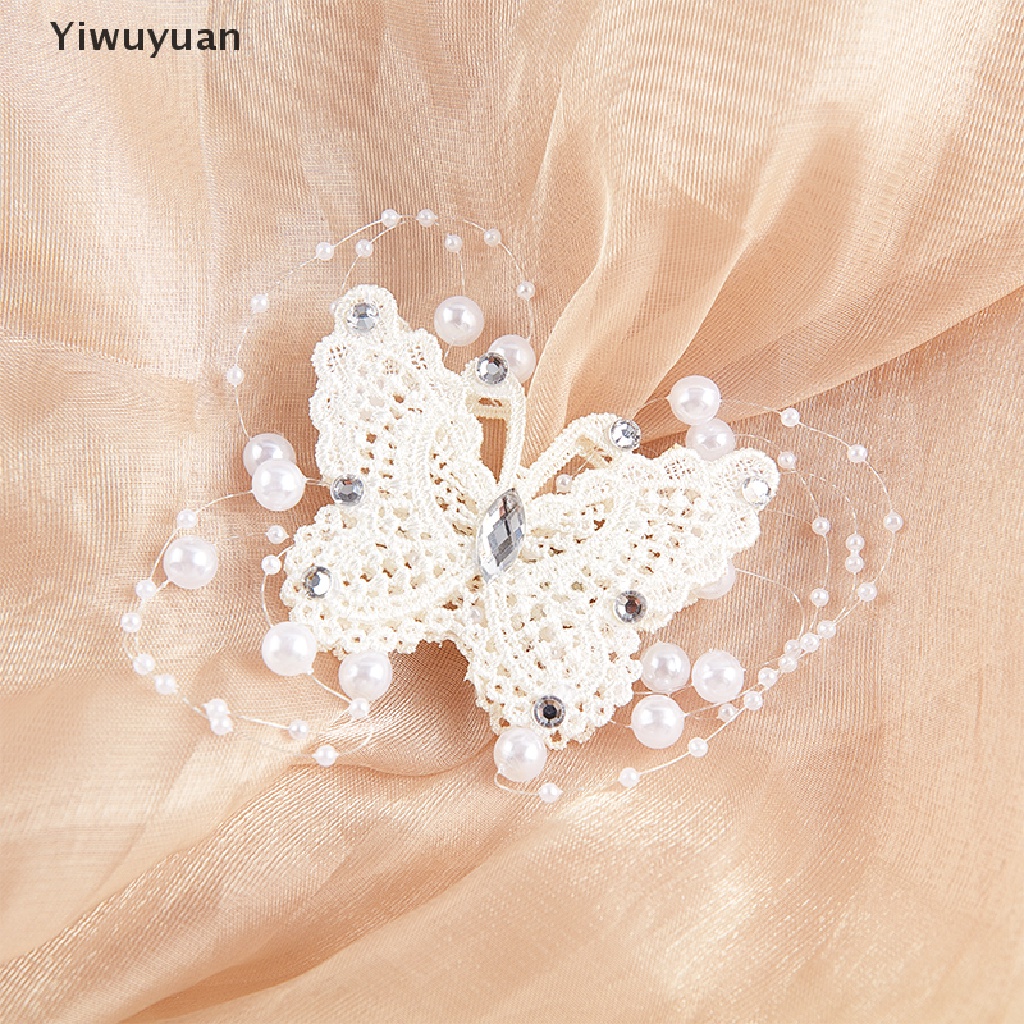 < Yiwuyuan > Kẹp Tóc Hình Bướm Đính Ngọc Trai Pha Lê Cho Cô Dâu Phụ Kiện Ngày Cưới Giảm Giá
