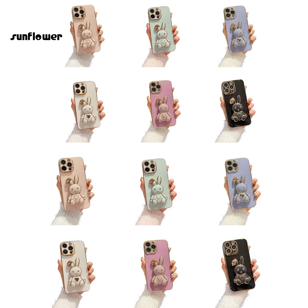 Ốp Điện Thoại Hấp Thụ Sốc Chống Mòn Bảo Vệ Toàn Diện In Họa Tiết Thỏ Có Giá Đỡ Cho Iphone 14 Pro / 14 Pro Max