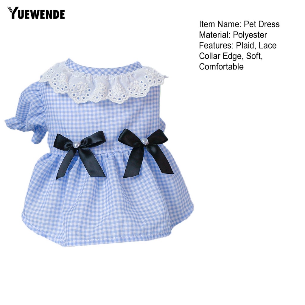 Yue.z Đầm Cổ Tròn Hai Lớp Họa Tiết Kẻ Sọc Đính Nơ Thời Trang Mùa Hè Bắt Mắt Dành Cho Thú Cưng