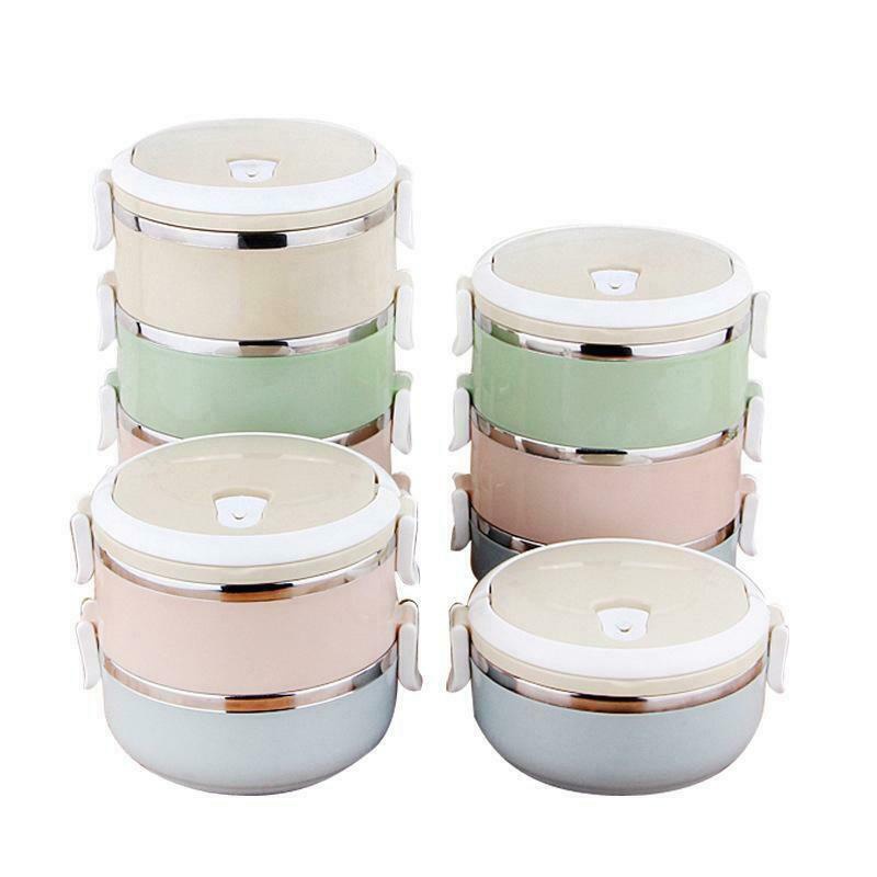 1 Hộp Cơm Trưa Cách Nhiệt Bằng Thép Không Gỉ 1 / 2 / 3 / 4 Lớp