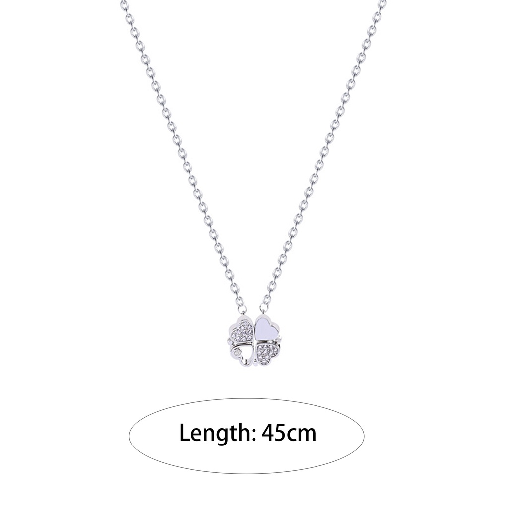 Vòng cổ Thép Titan Mặt Cỏ Bốn Lá Đính Đá Sang Trọng Cho Nữ