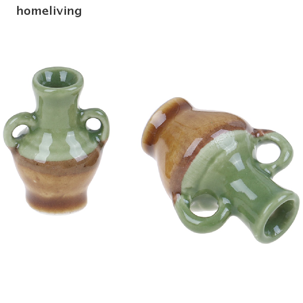 Set 2 Bình Hoa Gốm Mini Tỉ Lệ 1: 12 Trang Trí Nhà Búp Bê