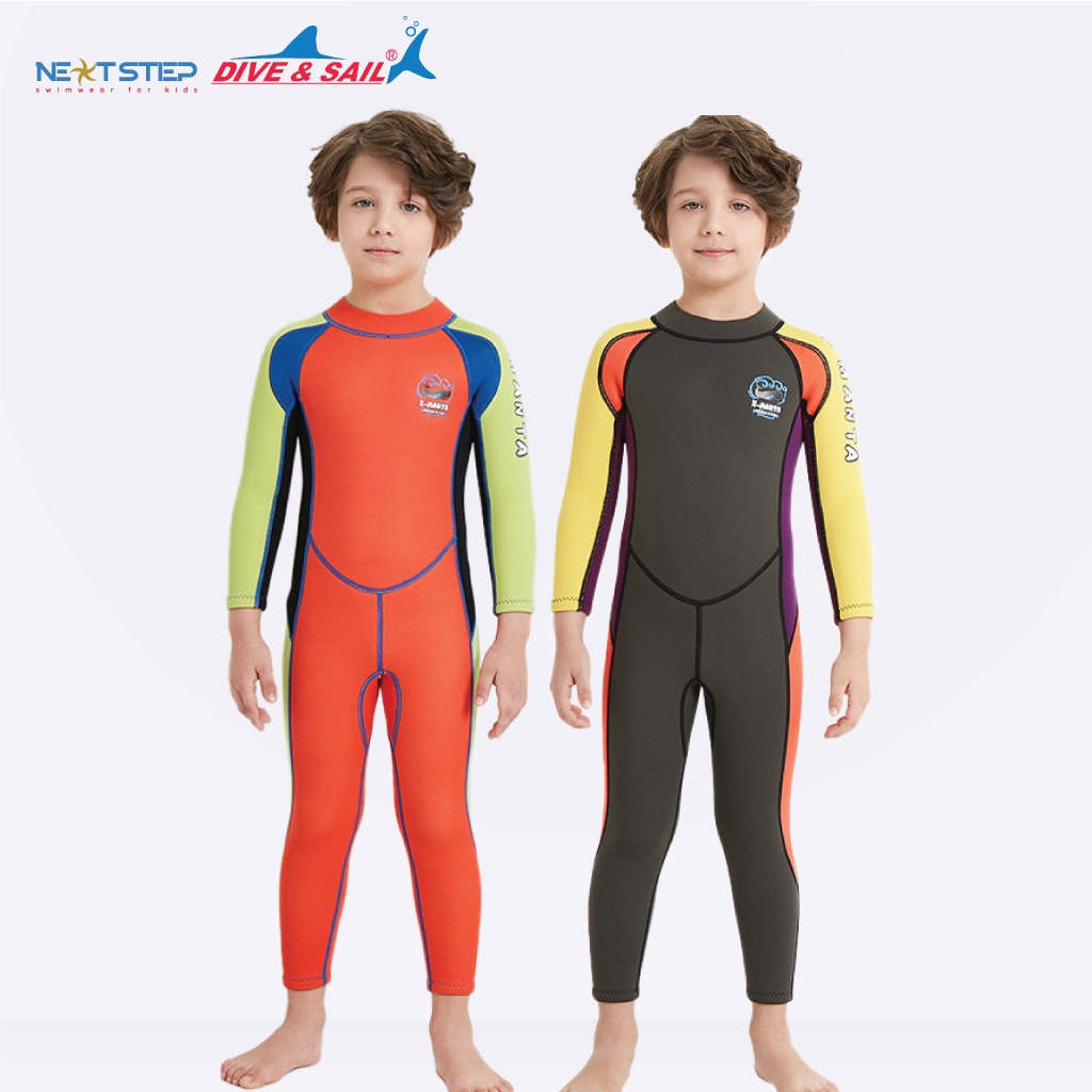 Đồ bơi bé trai giữ nhiệt Dive & Sail chất liệu cao su chống nắng Neoprene dày 2.5mm UPF50+ full body cho bé đến 33kg