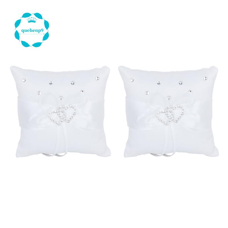 Bộ 2 Gối Để Nhẫn Cưới Hình Trái Tim Đôi Kích Thước 10X10Cm