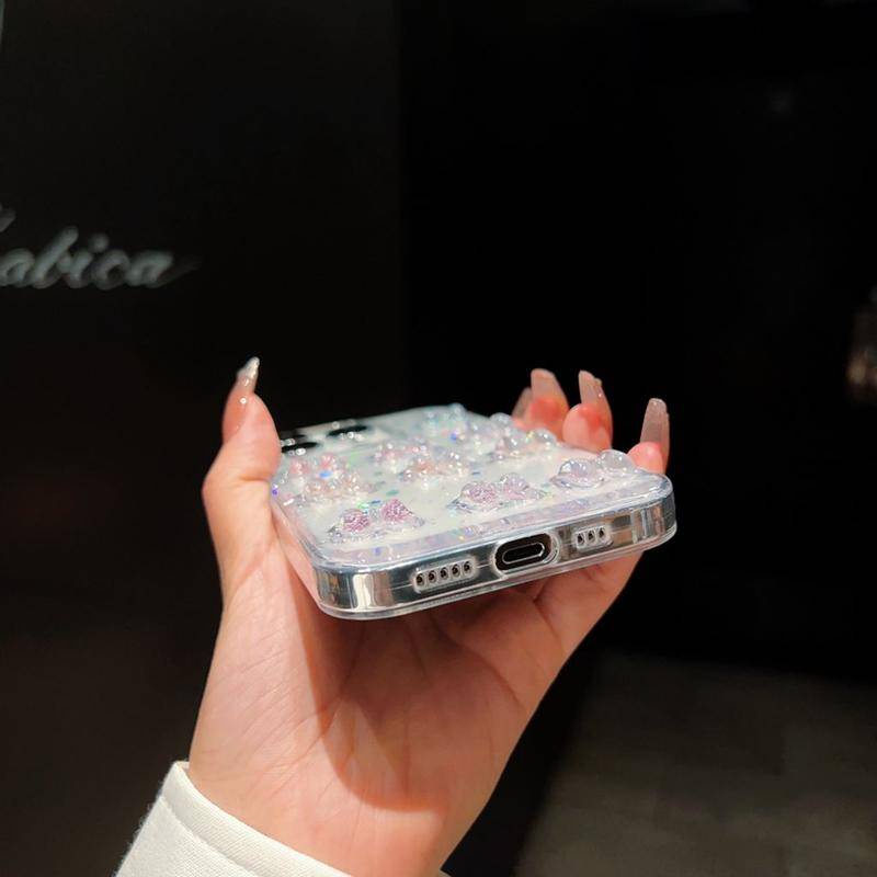 Ốp Điện Thoại Mềm Trong Suốt Lấp Lánh 3D Sang Trọng Cho iPhone 14 13 12 11 Pro MAX + X XS MAX XR 7 8 + SE 2022 2020 14 + 13Mini 12Mini