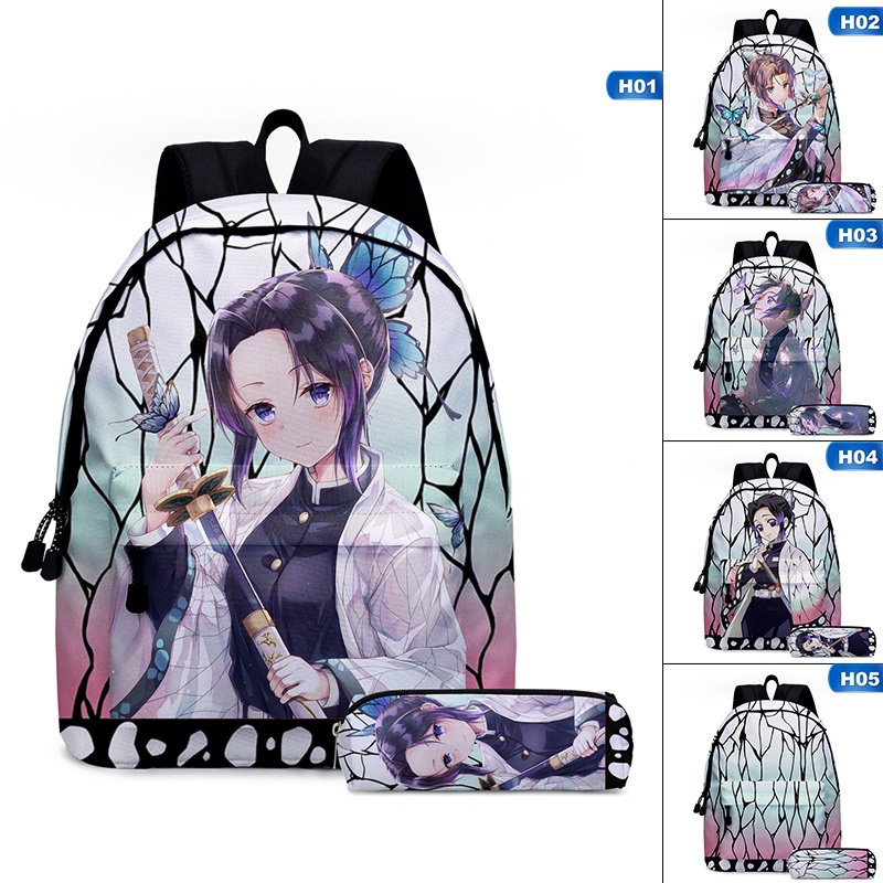 Bộ Ba Lô + Túi Đựng Bút In Hình Anime Demon Slayer: Kimetsu No Yaiba Thời Trang