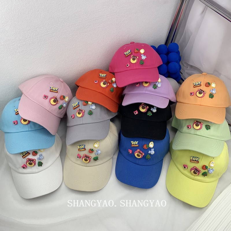 Mũ bóng chày MICHLEY màu kẹo họa tiết gấu dâu ba chiều phong cách Hàn Quốc thời trang xuân hè dành cho trẻ em