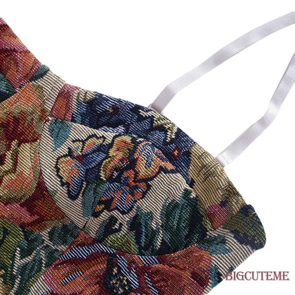 Áo Croptop Sát Nách Có Khóa Kéo In Họa Tiết Hoa Phong Cách Retro Thời Trang Mùa Hè Cho Nữ