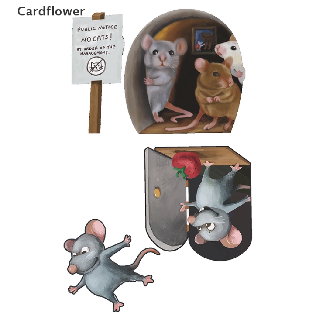 < Cardflower > Miếng Dán Tường Hình Chú Chuột Nhỏ Dễ Thương Sáng Tạo Thực Tế