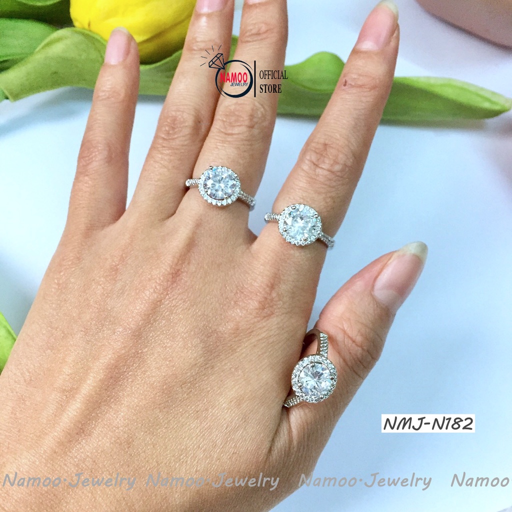 Nhẫn Đá Tròn NMJ N182 Tự Chỉnh Độ Rộng CHo Nàng