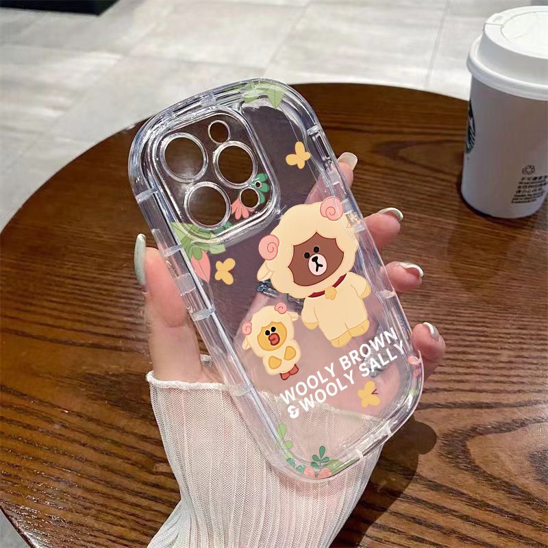 ✅Ốp Điện Thoại Mềm Trong Suốt Chống Sốc In Hình Gấu Nâu / Vịt Vàng Cho Iphone Xs 12 / 14 13 / promaxxr11 78p / S6EA