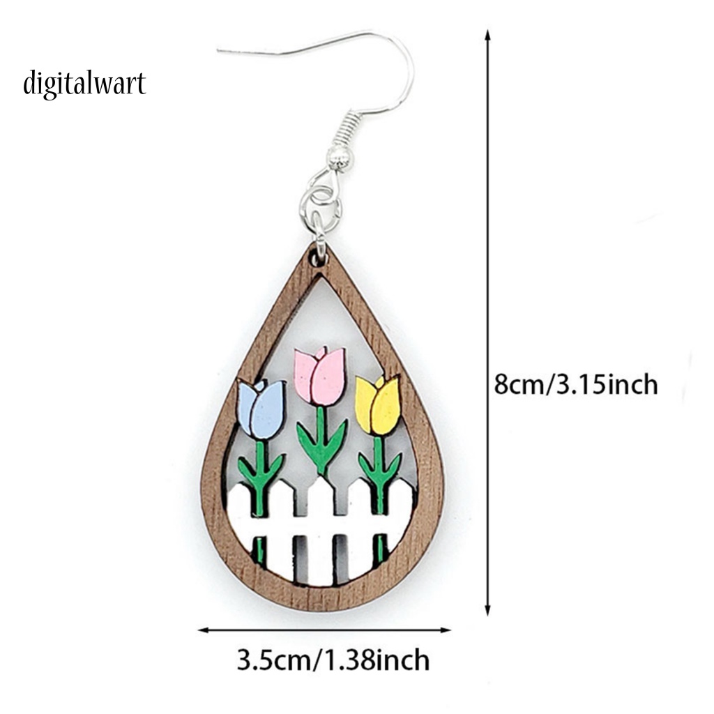 Kỹ Thuật Số| 1 Đôi Bông Tai Dáng Dài Hình Hoa Tulip Thời Trang Lễ Tình Nhân