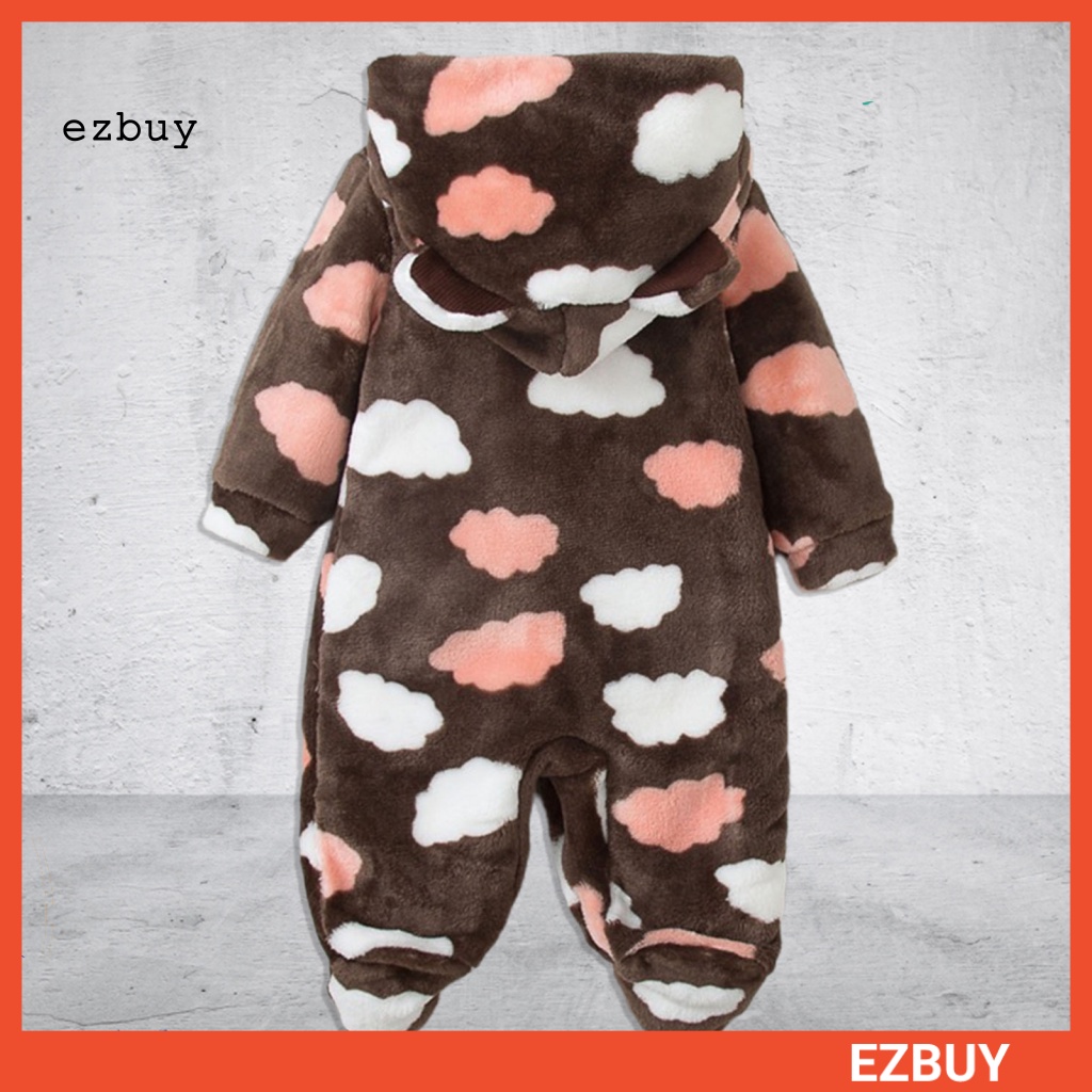 [EY] Áo Liền Quần Hình Đám Mây Bằng Vải Flannel Giữ Ấm Một Hàng Ngày Cho Bé Sơ Sinh
