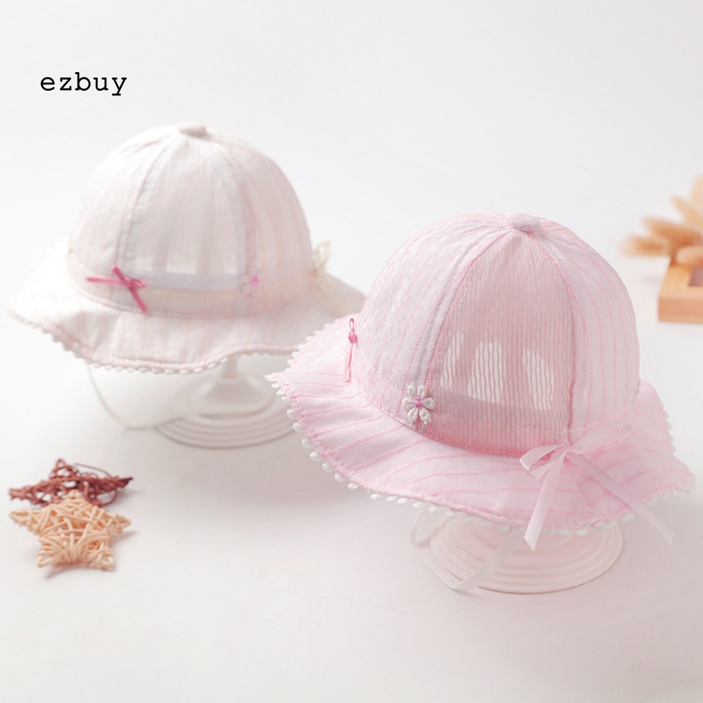 Nón Tai Bèo Chống Nắng Thoáng Khí Thêu Họa Tiết Xinh Xắn Cho Bé