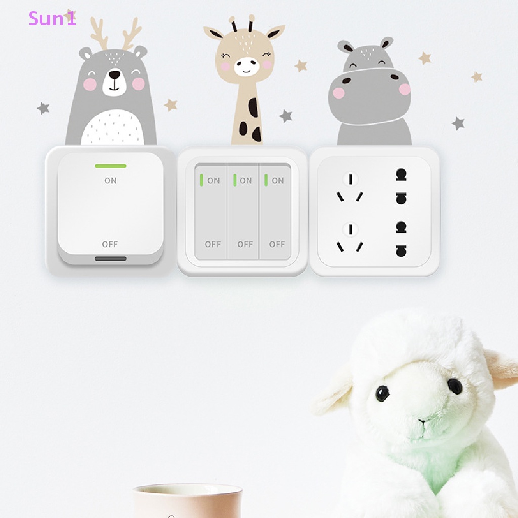 Set 6 Sticker Dán Công Tắc Trang Trí Phòng Bé Hình Mặt Cười Dễ Thương Phong Cách Boho