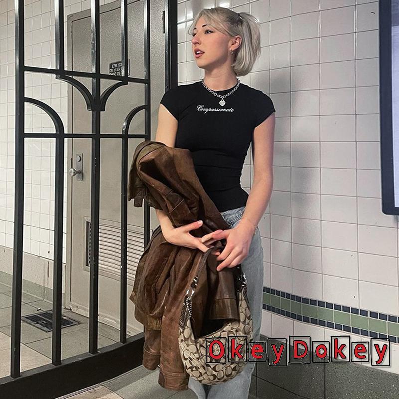 Áo Croptop Ôm Dáng Hở Rốn In Họa Tiết Chữ Thời Trang Mùa Hè Cho Nữ