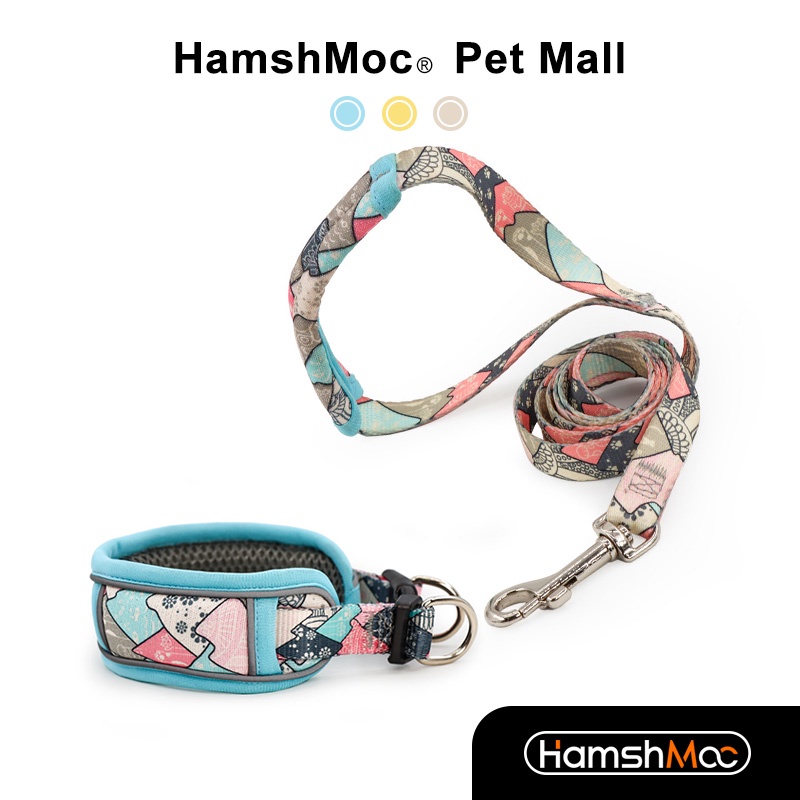 HamshMoc Vòng Cổ Và Dây Dắt Cho Thú Cưng Màu Phản Quang Mềm Mại Có Khóa An Toàn Cỡ Nhỏ / Vừa / Lớn