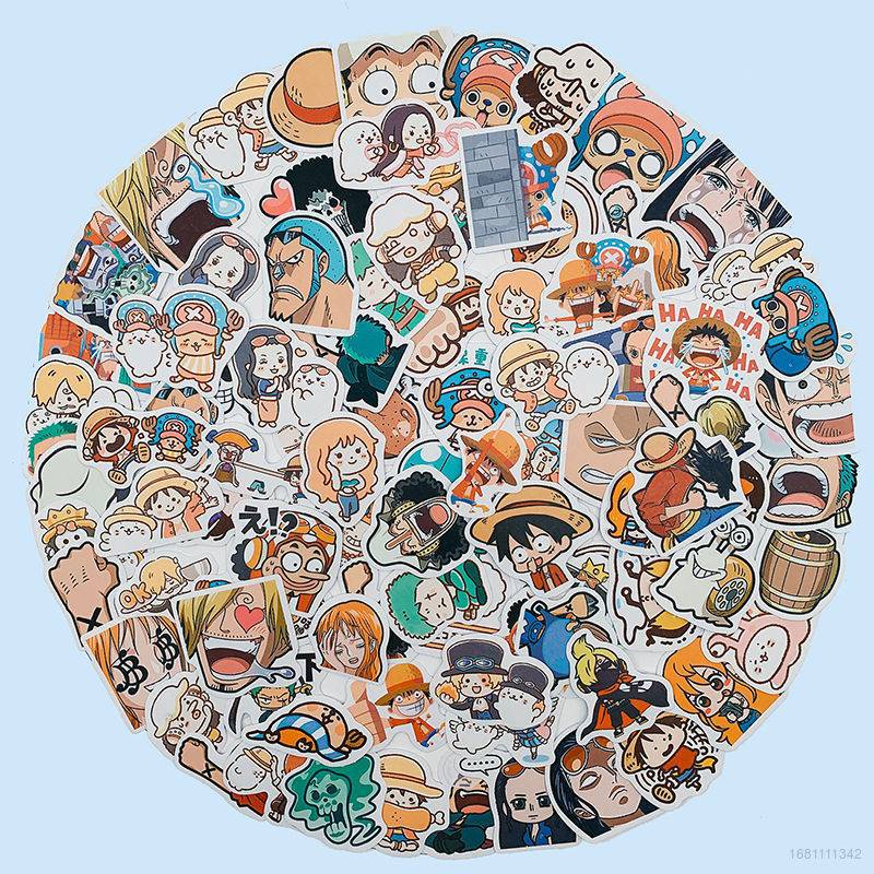 Set 100 Miếng Dán graffiti One Piece Chống Nước Trang Trí Vali Xe Máy Xe Đẩy Em Bé