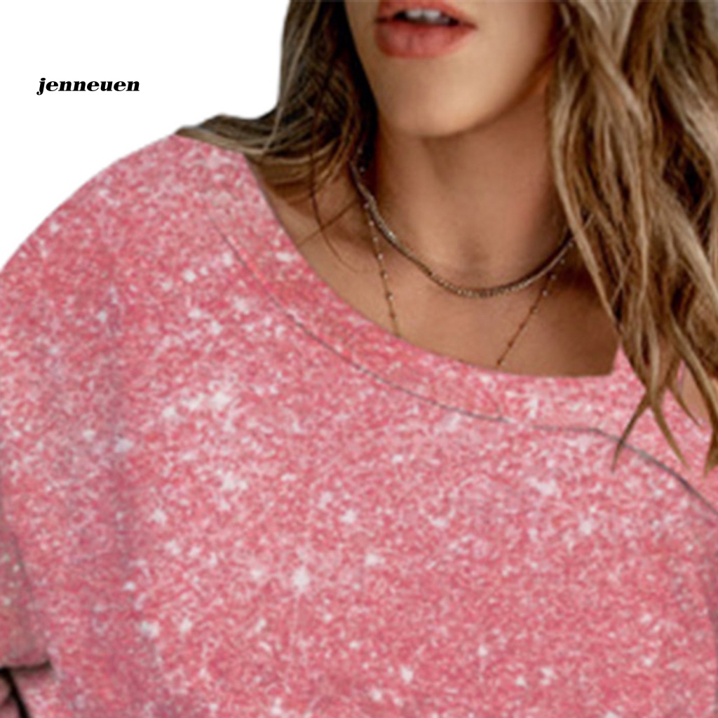 Áo Kiểu Tay Dài Trễ Vai Mềm Mại In Họa Tiết Bông Tuyết Lấp Lánh Thời Trang Xuân Thu Cho Nữ