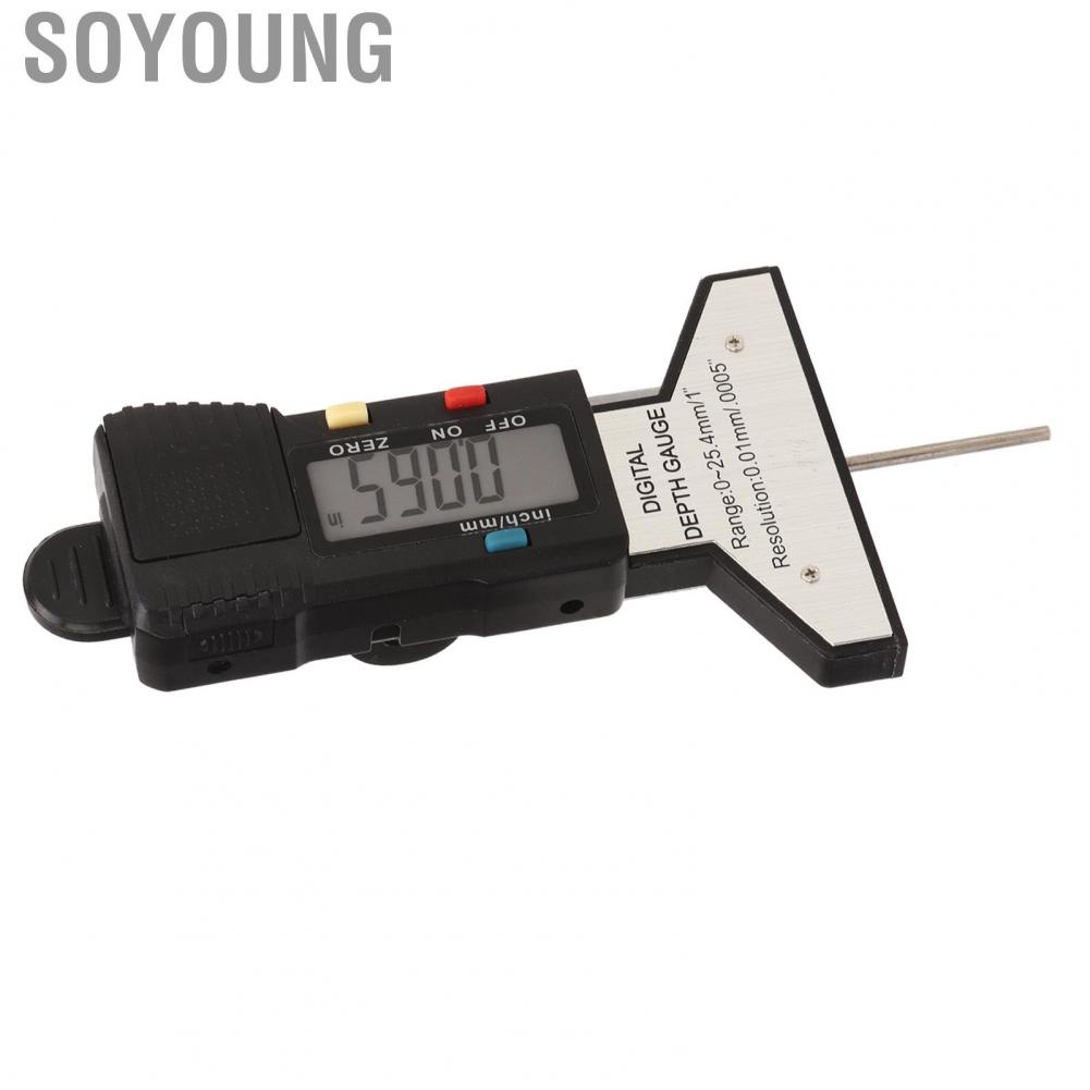 Soyoung Tyre Tread Depth Gauge  Easy To Read LCD Display Portable Measuring Tool Inch Mm Conversion High Accuracy for Cars Trucks