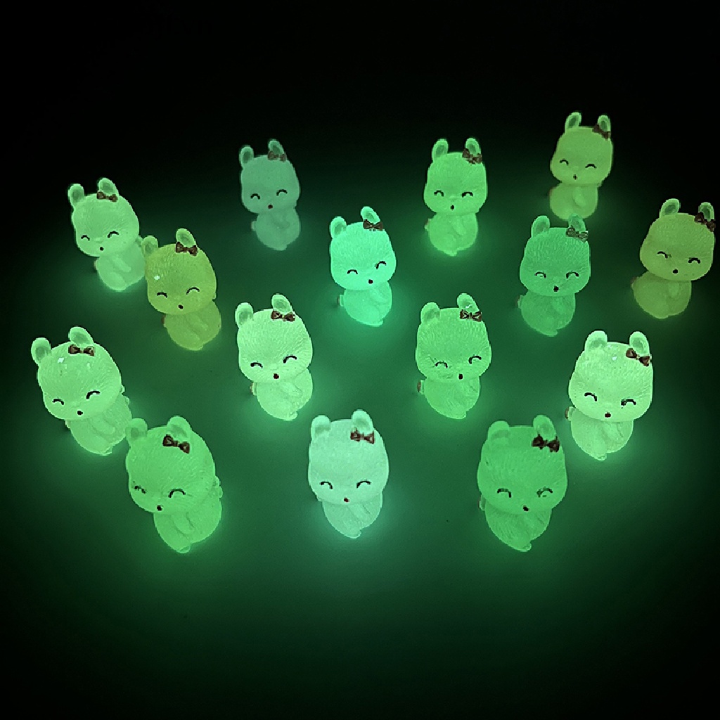 Set 2 Phụ Kiện Trang Trí Điện Thoại Hình Chú Thỏ Bằng Nhựa Phát Quang Độc Đáo DIY