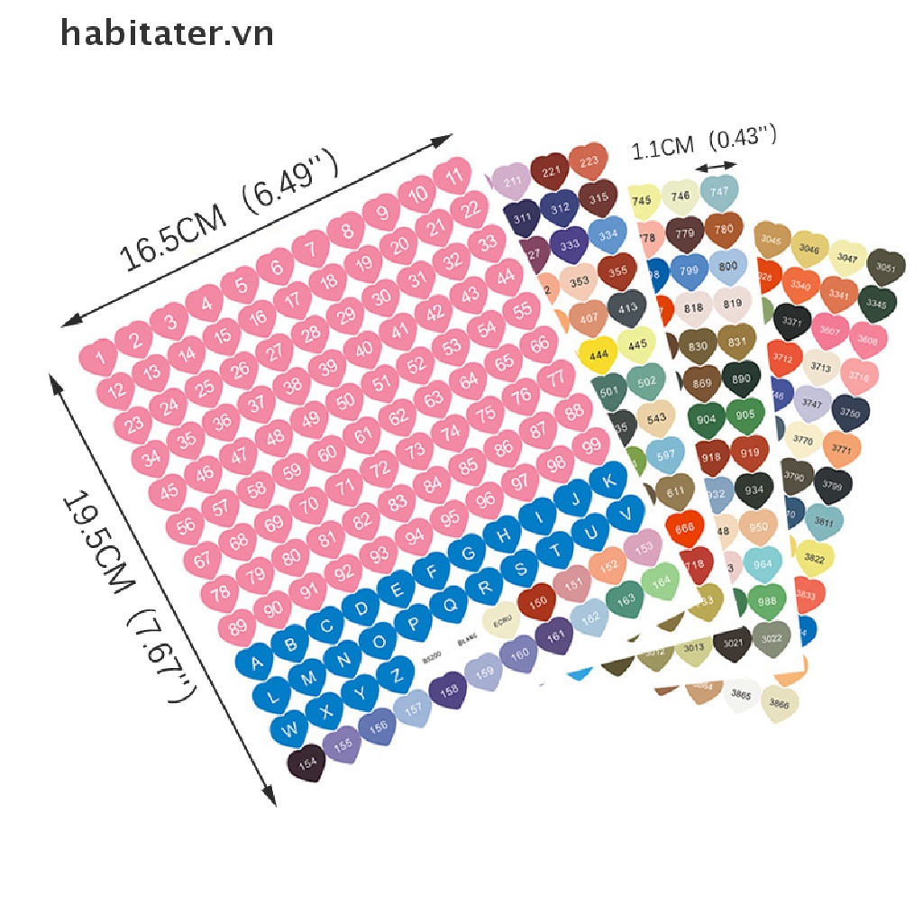 Tater Nhãn Dán Đánh Dấu Số Màu Sắc Kiểu Mosaic Sắp Xếp Chai Đựng Hạt / Chai Lọ / Đánh Dấu Chữ Thập
