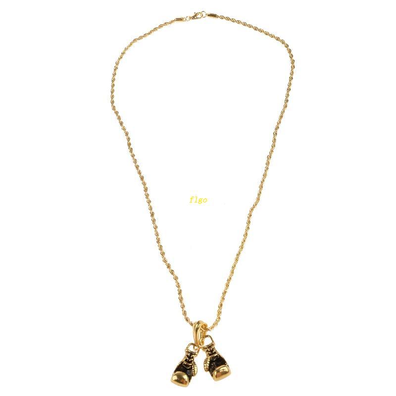 Vòng Cổ Kim Loại Mặt Hình Găng Tay Boxing Màu Vàng Phong Cách Hip hop Thời Trang Cho Nam