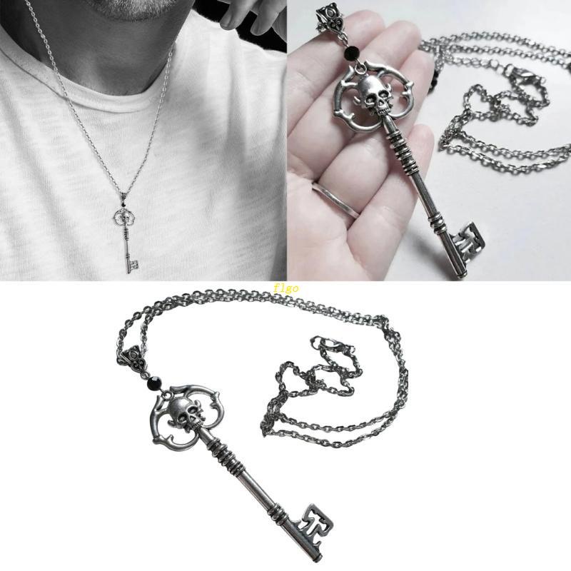 Flgo Vòng cổ Mặt Hình Chìa Khóa Đầu Lâu Phong Cách Gothic Thời Trang