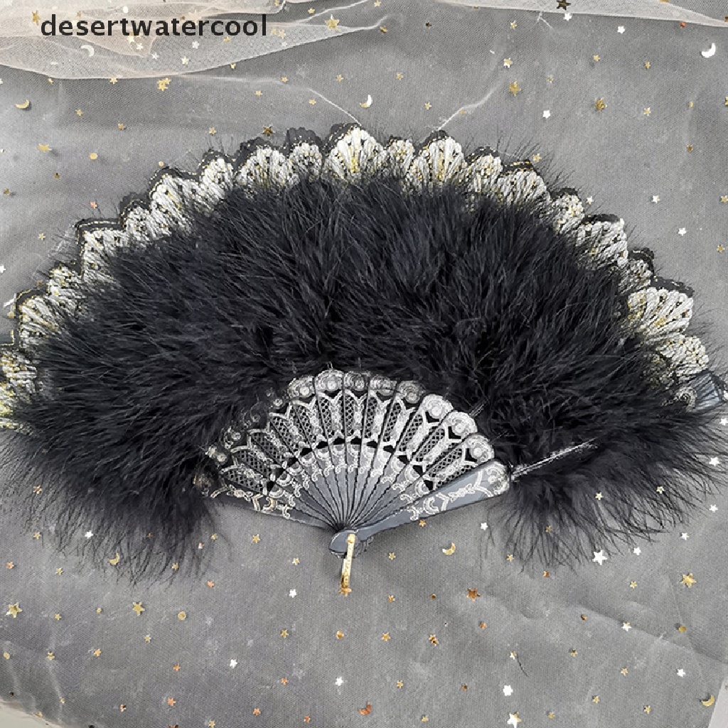 Quạt Xếp Phối Lông Vũ Phong Cách Gothic Lolita