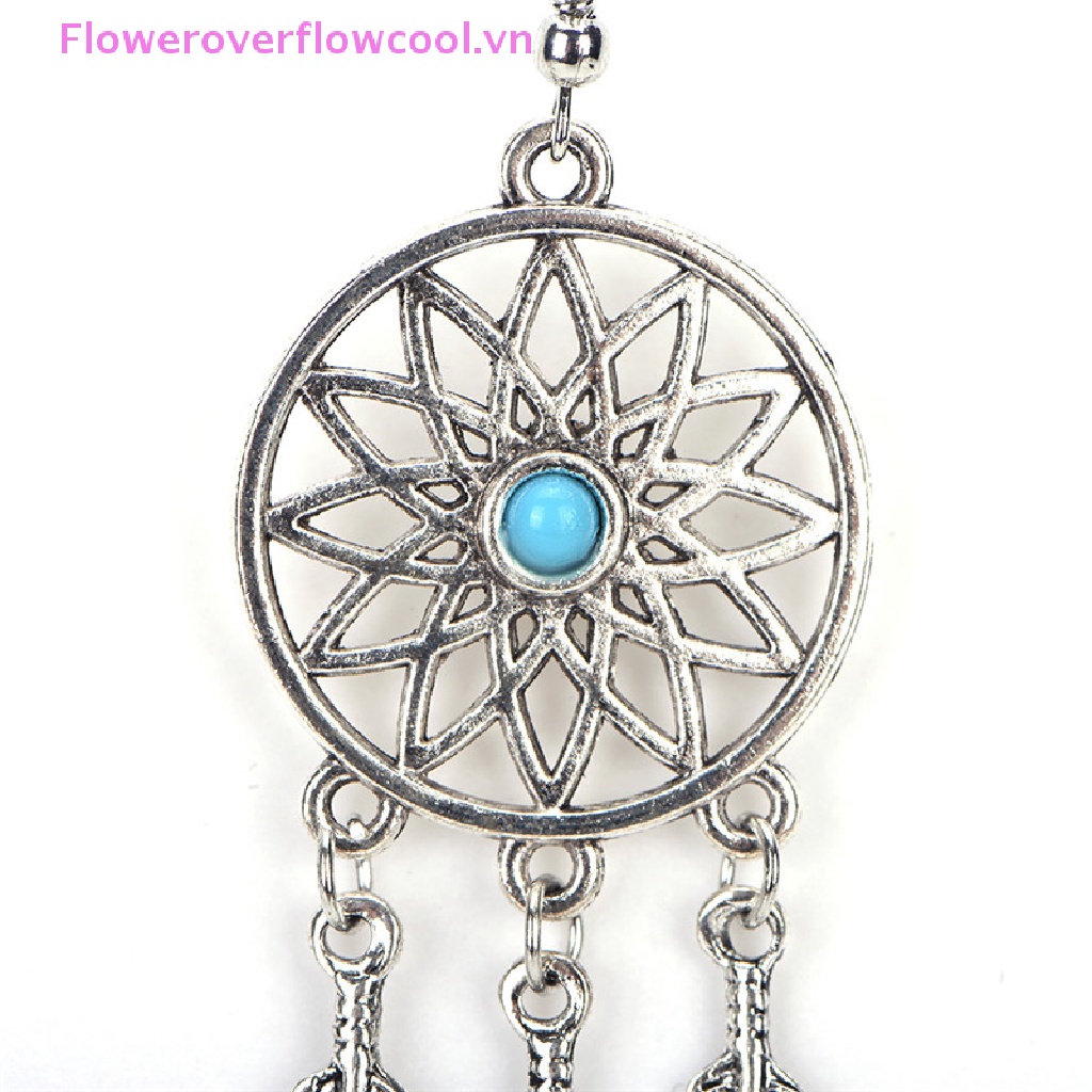 Bộ Vòng cổ + Bông Tai Hình Dreamcatcher + Lông Vũ Phong Cách Bohemian