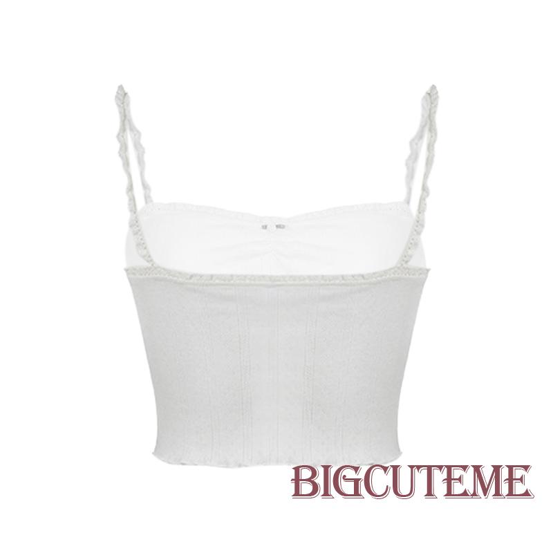 Áo Croptop Sát Nách Phối Ren Hở Lưng Thời Trang Mùa Hè Cho Nữ