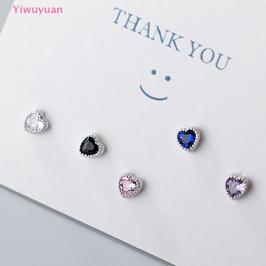 1 Đôi Khuyên Tai Hình Trái Tim Đính Đá Zircon Thời Trang Mới