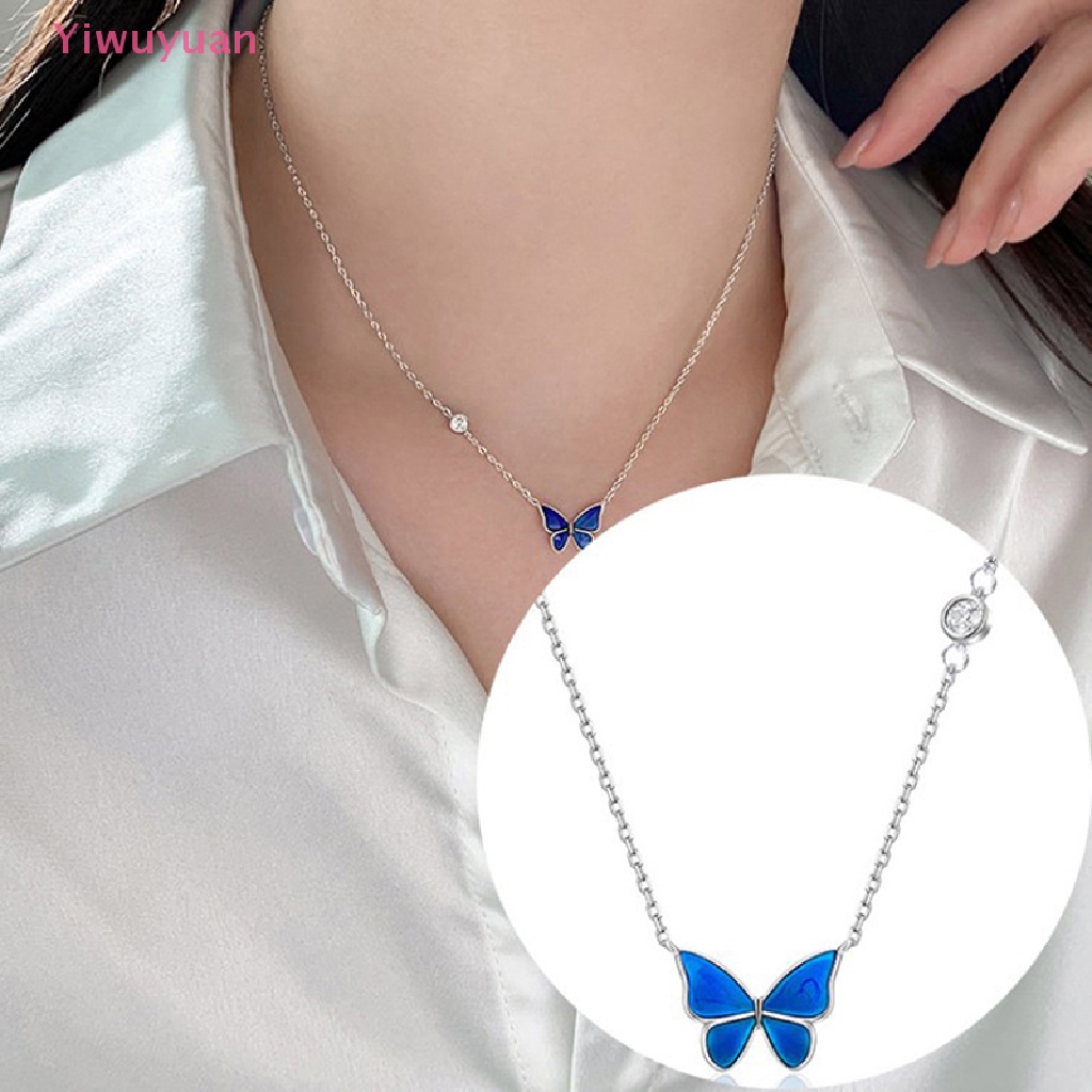 Vòng cổ Mặt Bướm Đổi Màu Theo Nhiệt Độ Bằng Thép Không Gỉ Mới