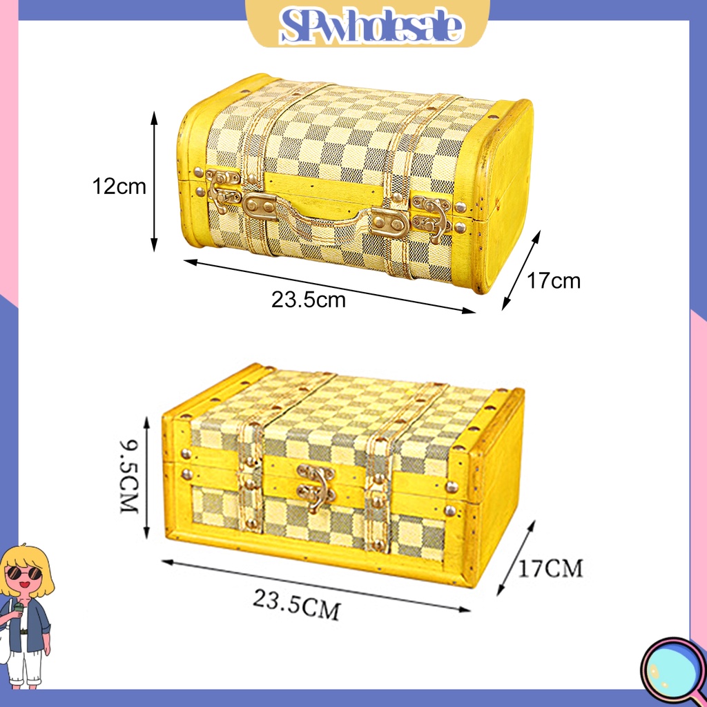 <SPwholesale> Hộp Đựng Trang Sức Bằng Gỗ Sức Chứa Lớn Chống Bụi Phong Cách Retro Dùng Làm Đạo Cụ Chụp Ảnh