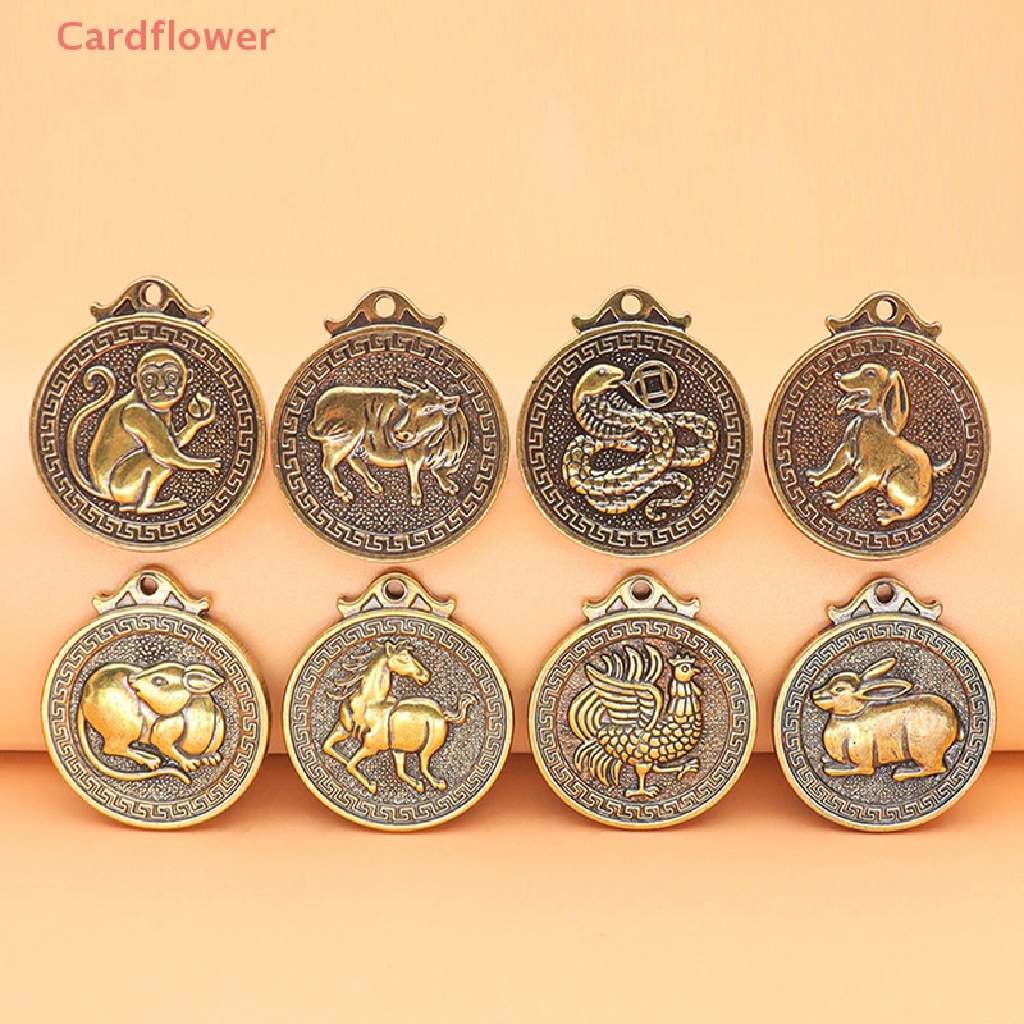 < Cardflower > Móc Chìa Khóa Tròn May Mắn Bằng Đồng Cổ Điển Cầu Phúc Trang Trí Nhà Cửa Mới