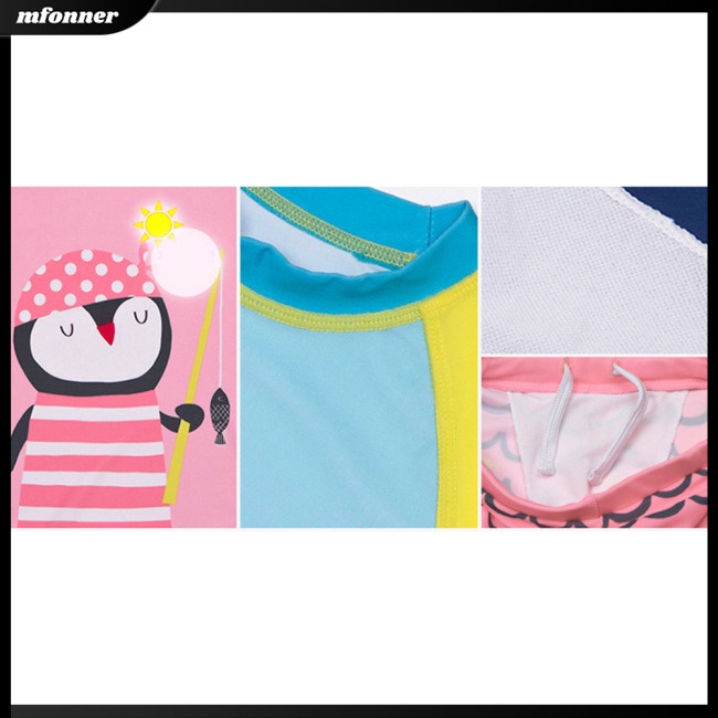 Bộ Đồ Bơi 2 Mảnh Tay Dài Chống Nắng Mau Khô In Họa Tiết Hoạt Hình Dễ Thương Cho Bé Trai