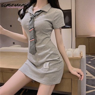 Sugemiusi Vitality Đầm Cổ polo Dáng Ôm Cho Nữ