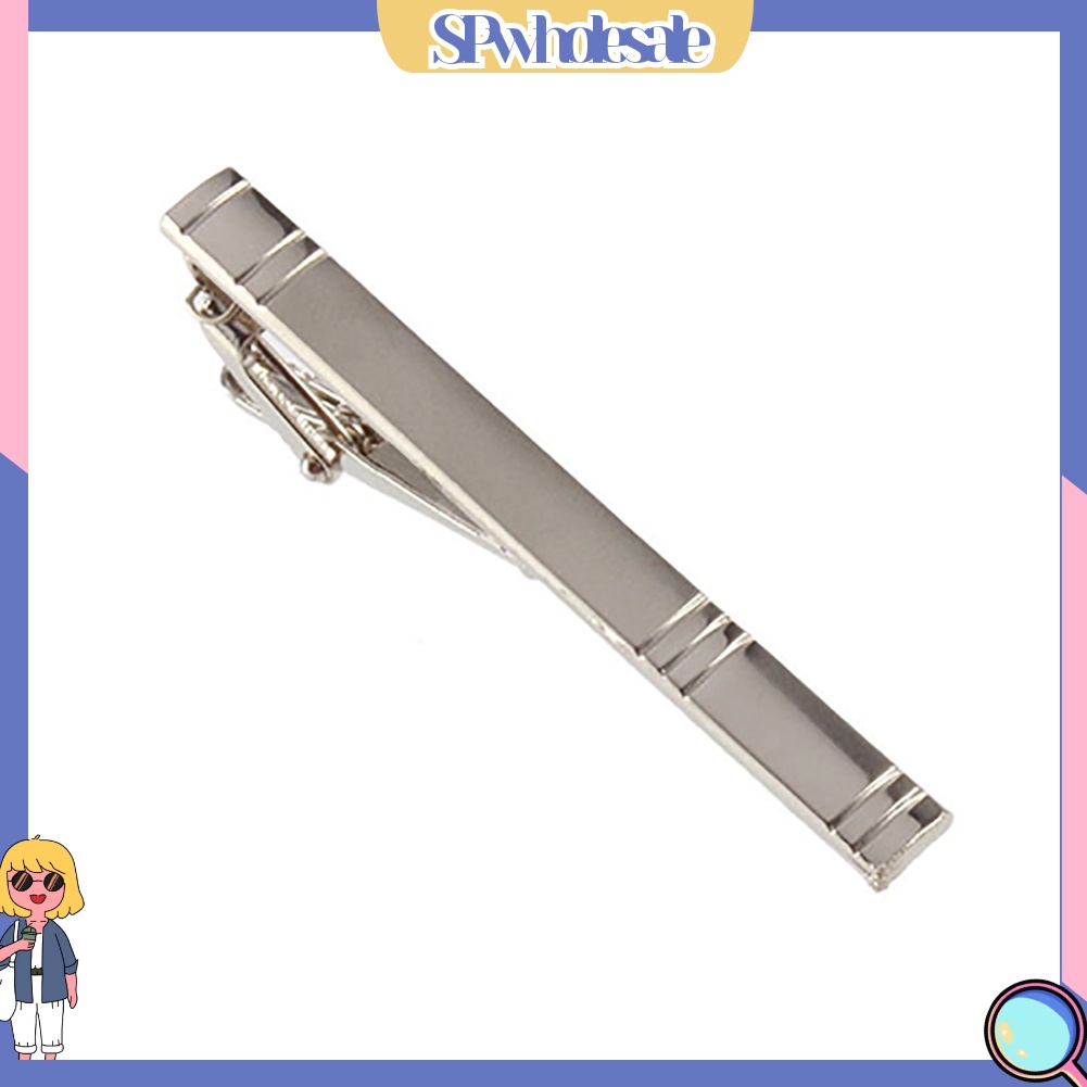 <SPwholesale> Kẹp Cà Vạt Hợp Kim Bạc Đơn Giản Thời Trang Trang Trọng Cho Nam