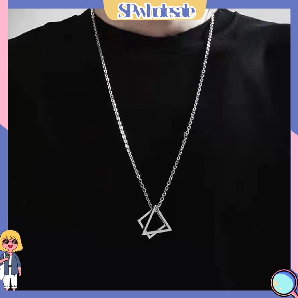 &lt;SPwholesale&gt; Vòng cổ Mặt Hình Học Vuông / Tam Giác Mạ Điện Không Phai Chống Rỉ Sét Phụ Kiện Trang Trí Quần Áo