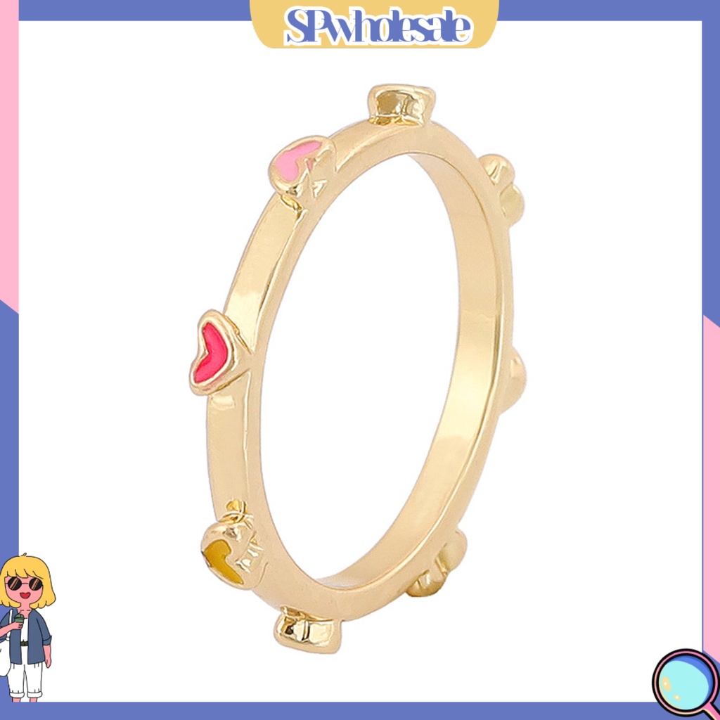 <SPwholesale> Nhẫn Đeo Ngón Tay Nhiều Màu Sắc Khô Thoáng Hình Trái Tim Quà Tặng Sinh