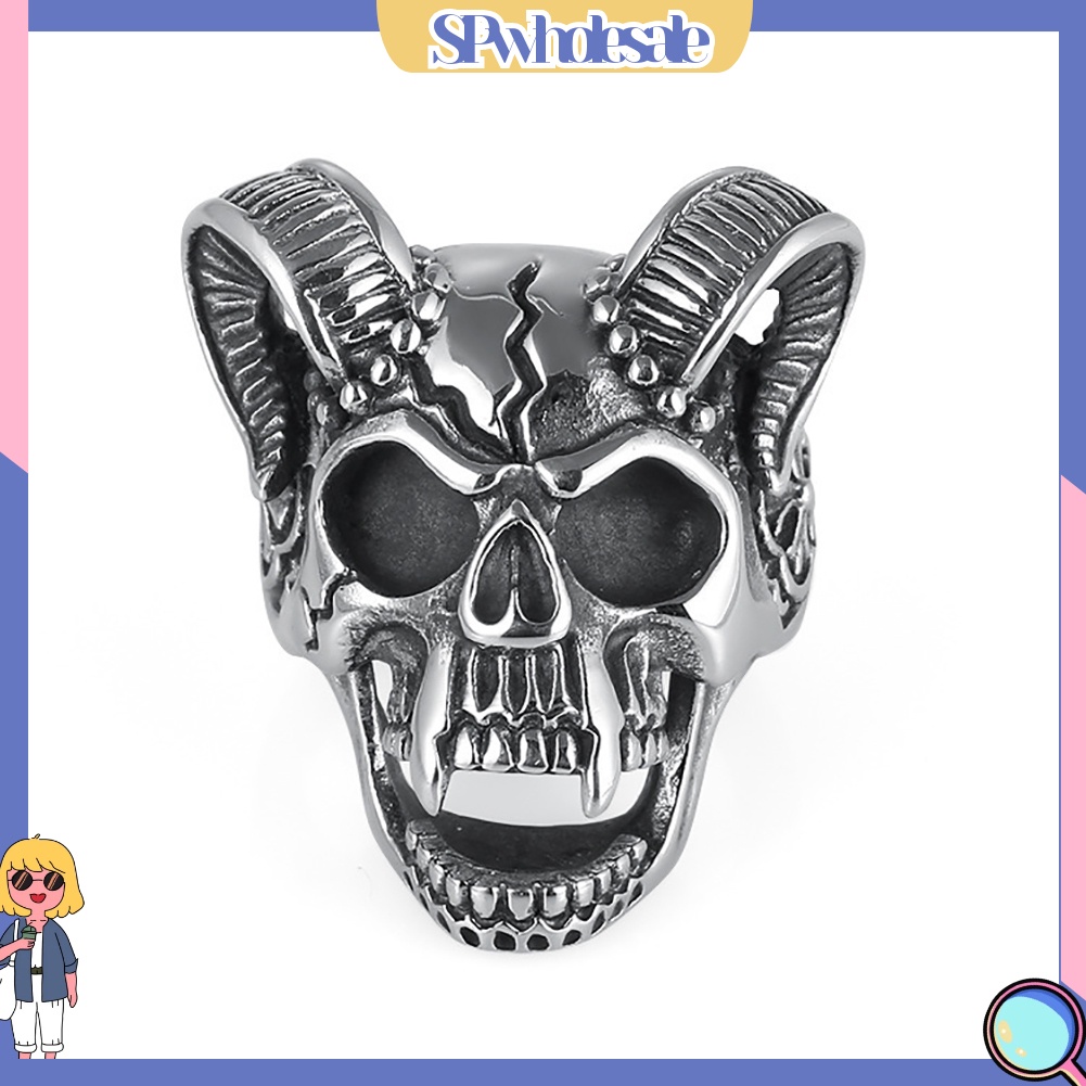 <SPwholesale> Nhẫn Họa Tiết Đầu Lâu Lớn Phong Cách Vintage Cho Nam Và Nữ