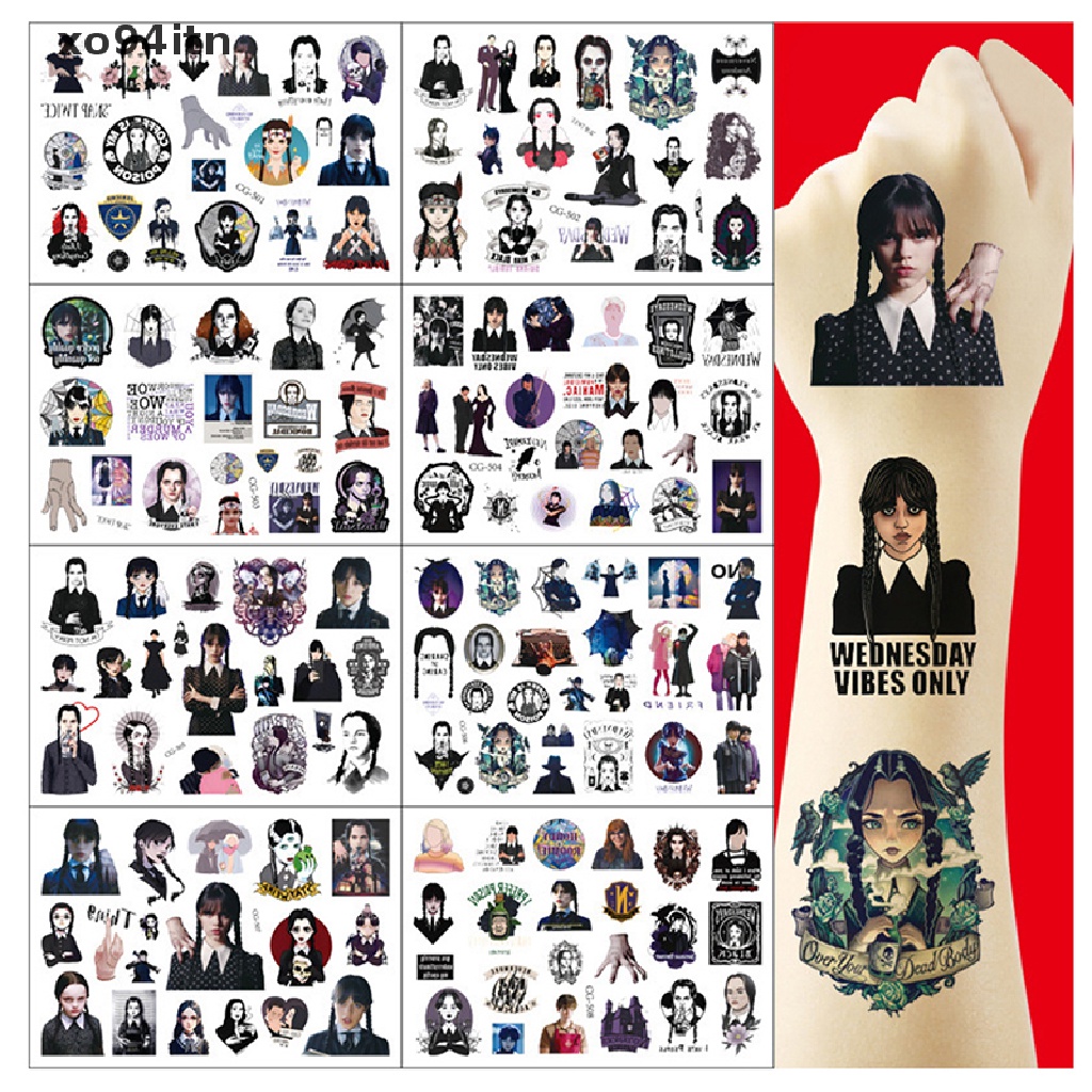 1 Tờ Nhãn Dán Trang Trí Xe Hơi / Laptop / Điện Thoại Họa Tiết Addams Kinh Dị Mỹ