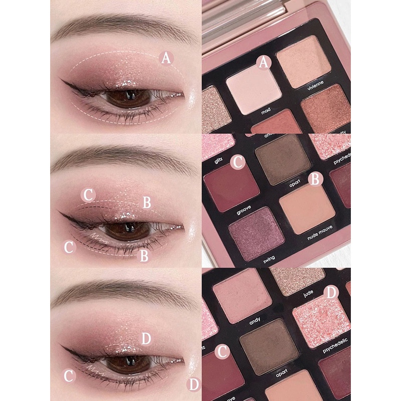 Natasha Bảng Phấn Mắt 15 Màu Tông Đất Lấp Lánh Phong Cách retro DIKALU